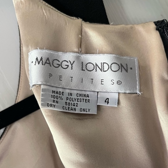 Maggy London Vintage Classic Black Midi Dress with Gold Inner Lining - Picture 5 of 5